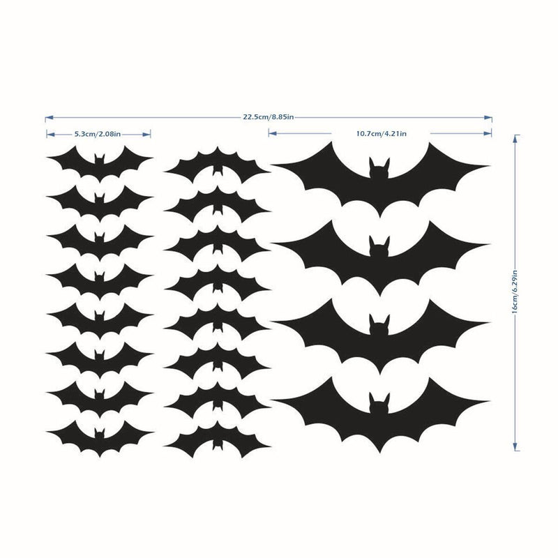 20 Halloween Stickers Bat Black Vinyl Window Decorations Spooky Party Kids Wall`