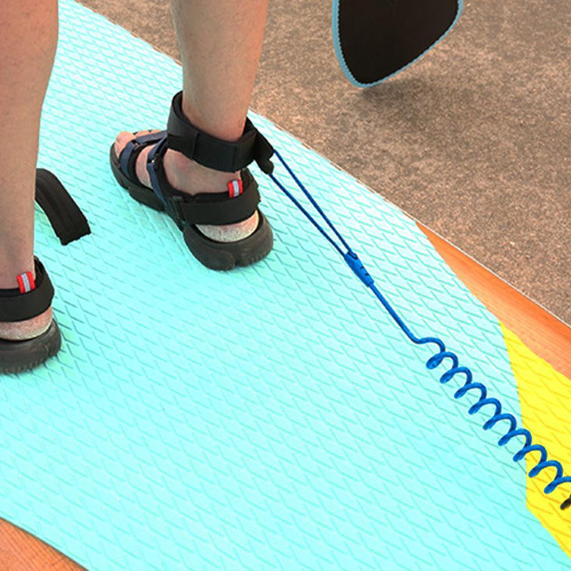 10ft Coiled SUP Leash Stand Up Paddle Board Surfboard Leash Leg Rope (Blue)