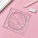 Rotatable Drawing Template Ruler Geometric Art Design Measuring (Black) Newly