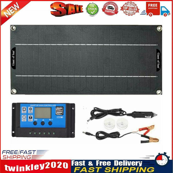 30W Solar Panel Kit 18V Battery 100A Charger Controller for Car RV Outdoor Newly