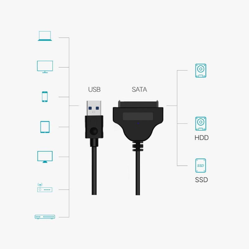 Adapter Cable USB 3.0 to SATA 3 6GBPS Support 2.5"" External SSD HDD Fe