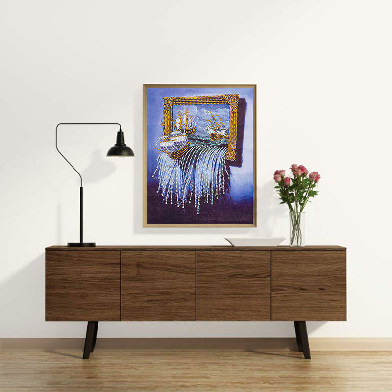 5D Diamond Painting Boat Partial Special Shape Drill DIY Crafts Mosaic Pictur