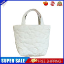 Women Quilted Cotton Padded Top-handle Bag Flower Pattern Satchel (White)