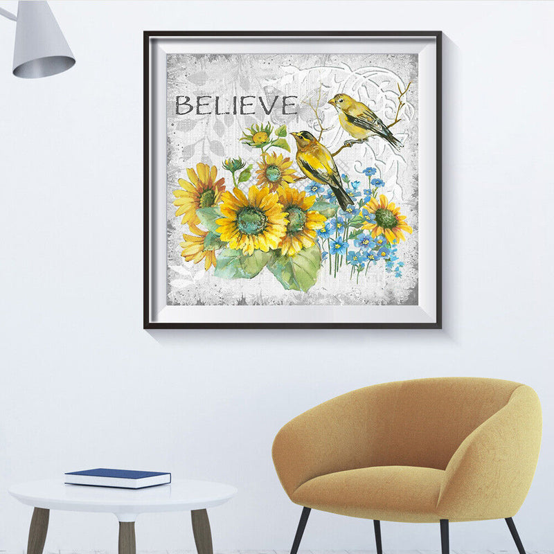 5D DIY Diamond Painting Flowers Birds Full Round Drill Mosaic Art Home Picture