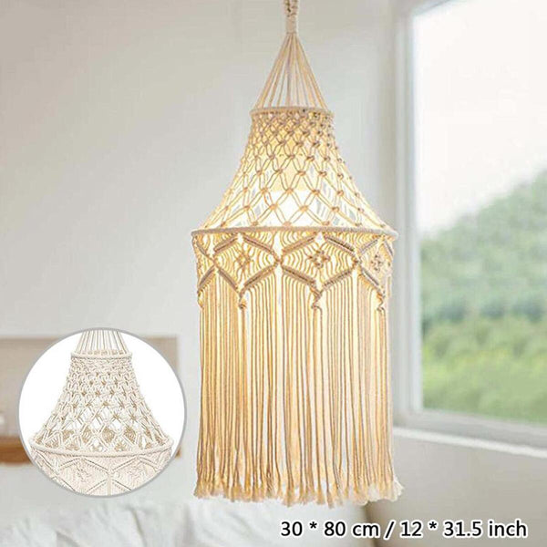 Lampshade Handmade Woven Macrame Wall Hanging Pendant Lamp Tapestry Decor#
