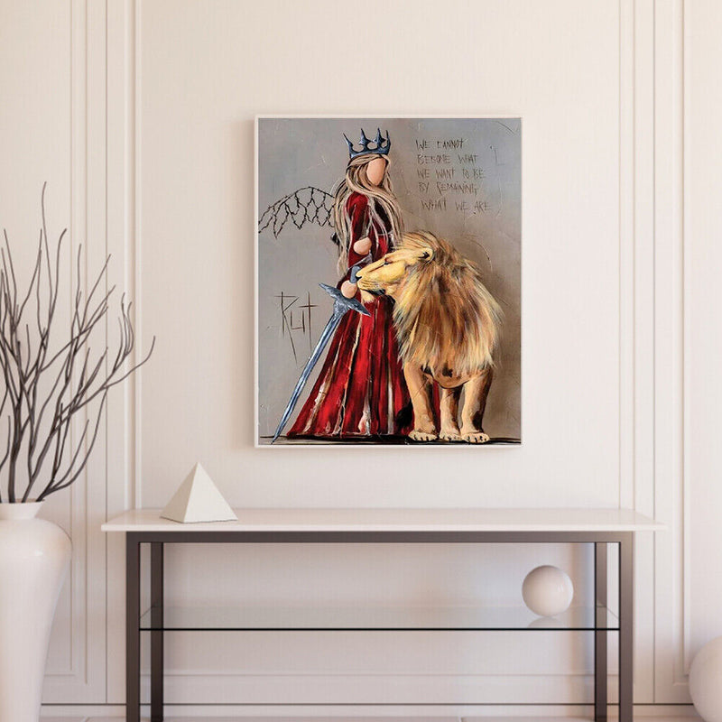 Angel and Lion Oil Paint By Numbers Kit DIY Home Decoration Gift Wall Pictu