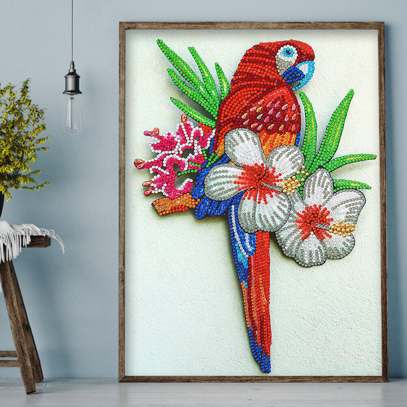 DIY Parrot Partial Special Shape Diamond Painting Picture Crafts Animal Art Gift