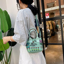 Women Canvas Bucket Shoulder Bag Graffiti Cute Cartoon Crossbody Handbag Pouch
