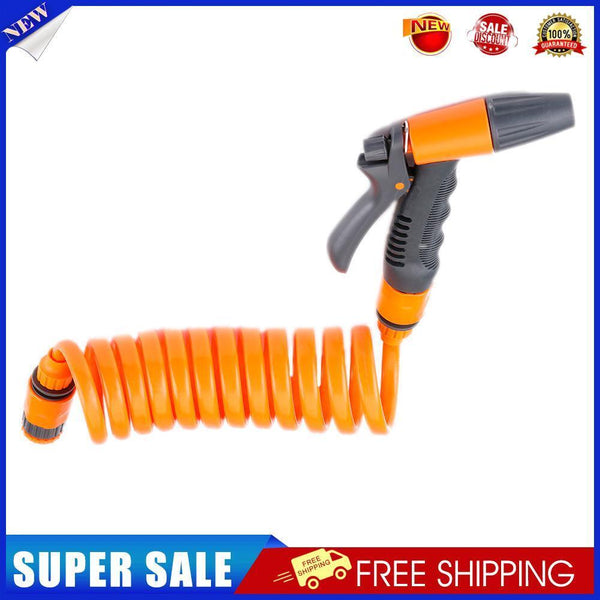 Garden Cleaning Water Gun with 2.5m Retractable Spring Hose Connector Set