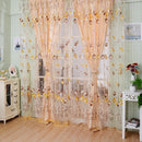 2pcs Tulip Flower Yarn Sheer Window Curtain Scarf Drapes(Orange)