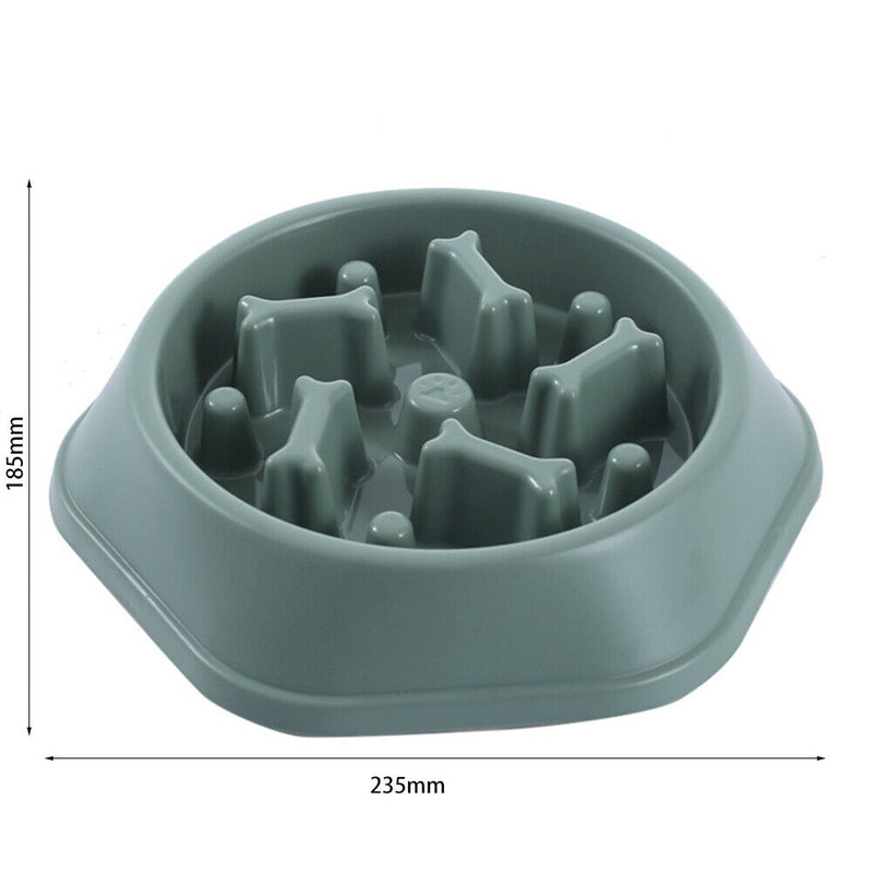 Pet Slow Eating Dish Cat Dog Anti Choking Puppy Feeder Food Bowl (Green) Newly