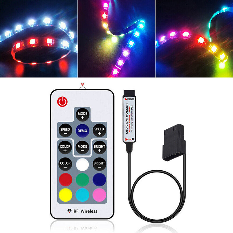 RGB Strip Light Controller DC 12V 4 Pin Lamp Dimmer Wireless RF 17 Keys Remote