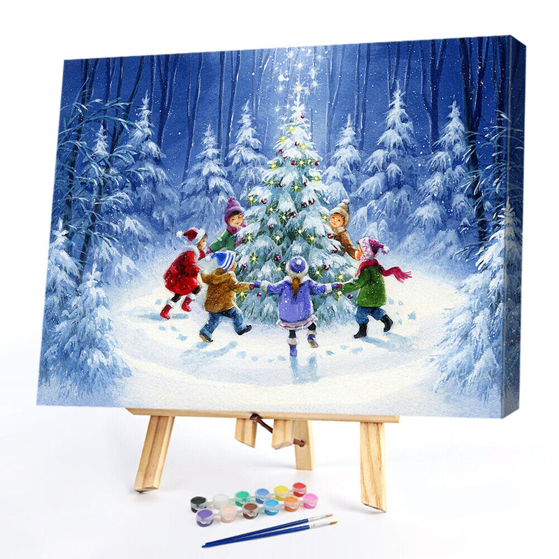 Christmas Tree Kids Oil Paint By Numbers DIY Wall Art Craft Home Decoration Gift