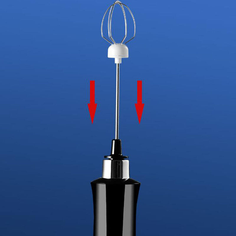 USB Electric Milk Frother 3 Whisk Coffee Foamer Handheld Egg Mixer (Black) Newly