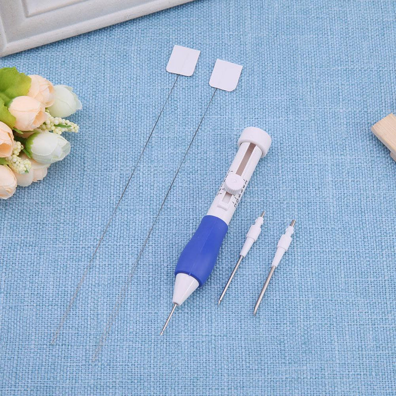 DIY Sewing Tools Embroidery Needle Set 3 Needles + 2 Threaders ABS Plastic Handwe
