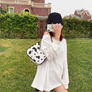 Fashion Cow Milk Print Crossbody Bags Women Canvas Casual Shoulder Handbag Pouch