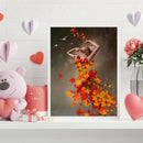 Hand Painted on Canvas DIY Maple Leaf Girl Oil Paint By Numbers Drawing Kit