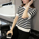 Short Sleeve T-Shirt Women Stripe Casual T Shirt O-Neck Tops Summer Clothes Tee