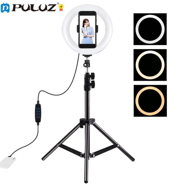 Vlogging LED Ring Light 3 Color Temperature with 110cm Tripod Video Light Kits