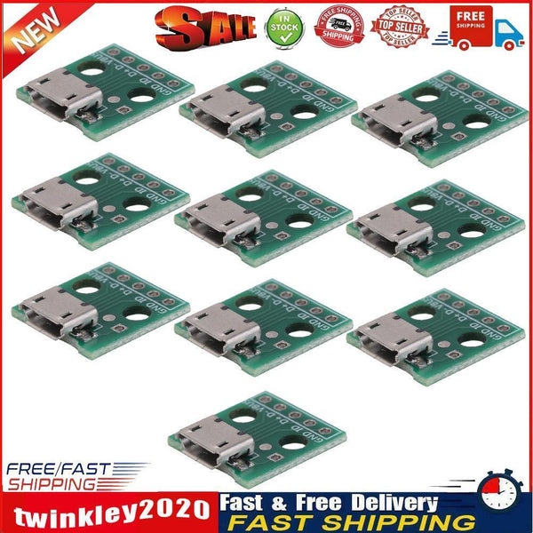 10pcs Micro USB to DIP Adapter 5pin Female Connector Module Board Panel Newly