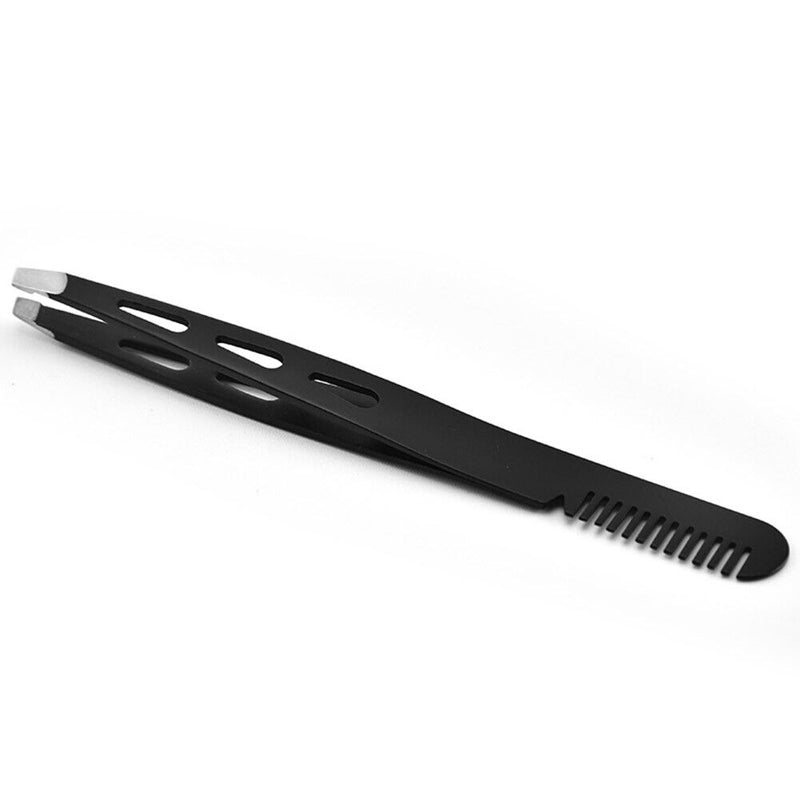 2 in 1 Stainless Steel Eyebrow Tweezers Comb for False Eyelashes Extension