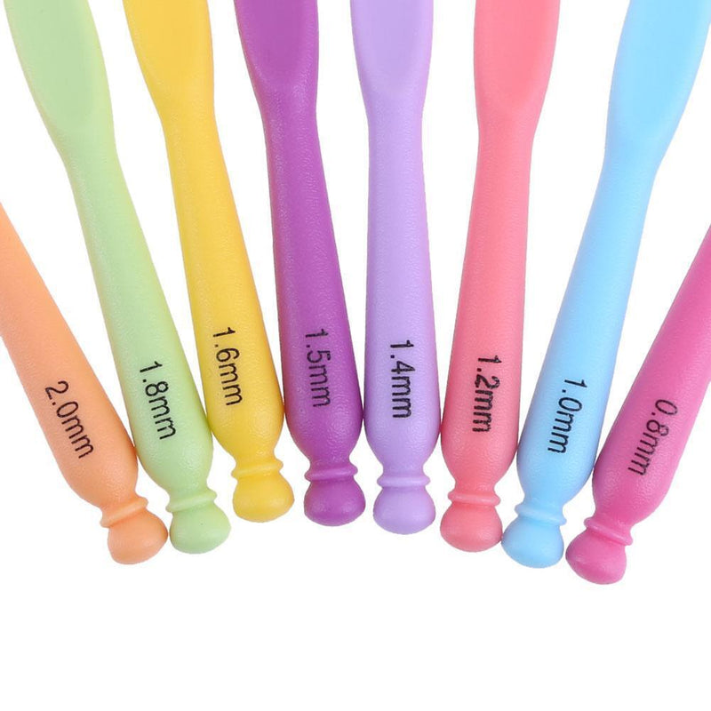 8pcs Aluminum Needle Plastic Handle Yarn Stitching Weave Crochet Hooks Kit