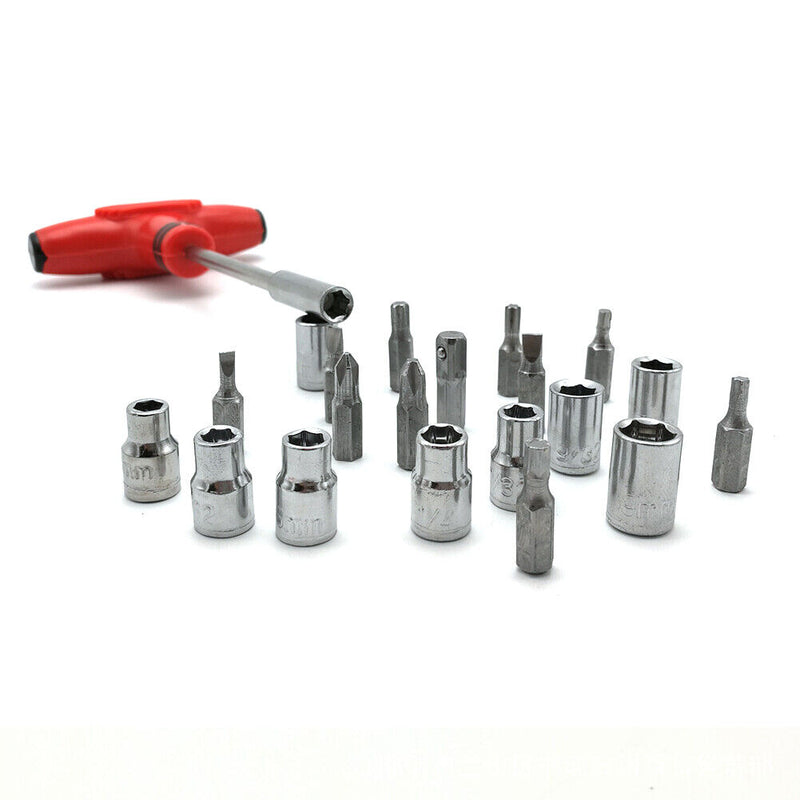 24pcs T-Handle Screwdriver Set Bits with Hex Head Drill Head Kit w/Sockets Newly