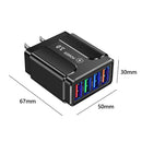 3.1A 4 USB Port Butterfly Illuminated Wall Charger Adapter (US Black)