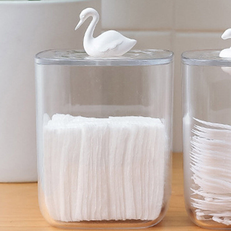 Clear Acrylic Storage Box Cotton Pad Swab Cosmetic Animal Case Washroom (B)