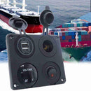 12V 4 in 1 Panel Dual USB Socket Charger LED Voltmeter Power Outlet for Car Boa: