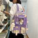 5pcs/set Canvas School Backpacks Women Lovely School Bags for Girl Shoulder Bags