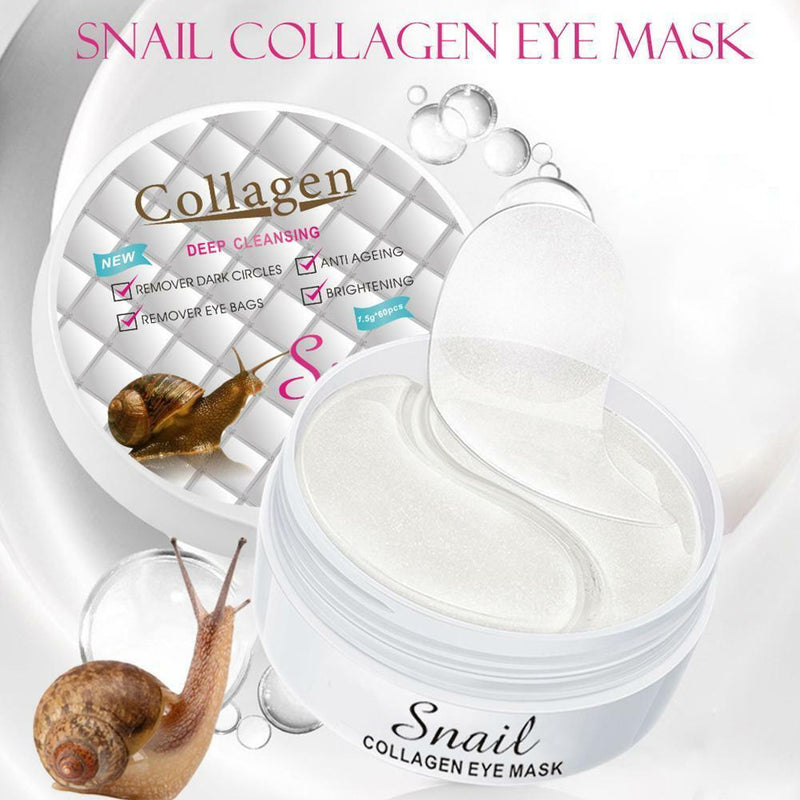 60Pcs Snail Collagen Eye Masks Remove Darks Circle Puffiness Moisturizing care