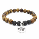 Fashion Women Tiger Eye Stone Flower Pendant Strand Bracelet Jewelry Gift