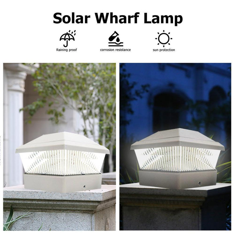 LED Solar Column Light Pillar Lamp Outdoor Villa Yard Garden Decor (White)