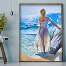 Full Embroidery Seaside Girl DIY Printed Cross Stitch Kit 11CT Needlework Sets