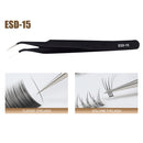 Stainless Steel Tweezers Precision Curved Pointed Tip for Eyelash (Black)