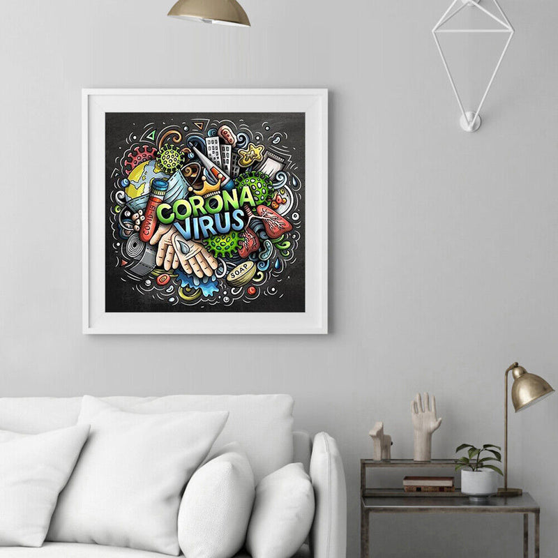 Abstract Word Full Round Drill Mosaic Wall Art Picture of Rhinestone Decoration
