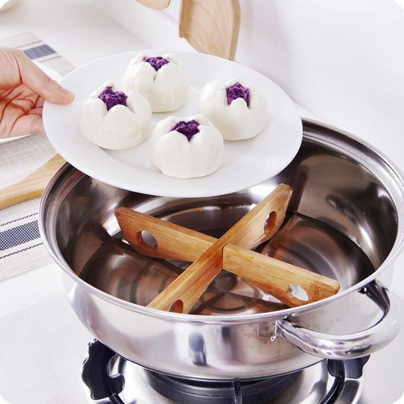Detachable Wood Table Mat Steaming Stand Insulated Shelf Tray Rack Pot Holder