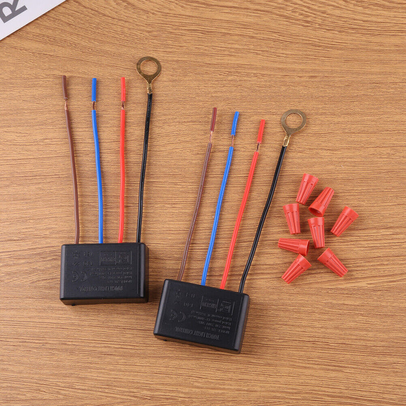 2pcs LED Lamp Touch 3 Way Dimmer Switch with Wiring Caps Light Dimming Sensor