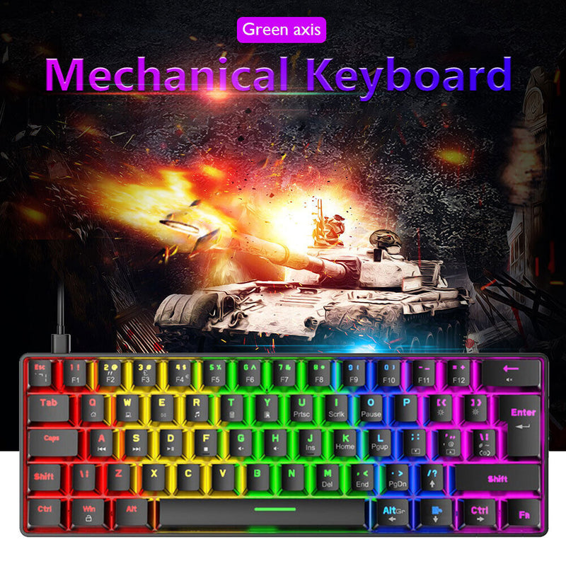T60 Mechanical Gaming Keyboard Blue Switch 62 Key Keyboard for PC (Black)