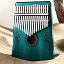 17 Key Portable Mahogany Kalimba Wooden Thumb Piano with Armrests (Blue) Newly