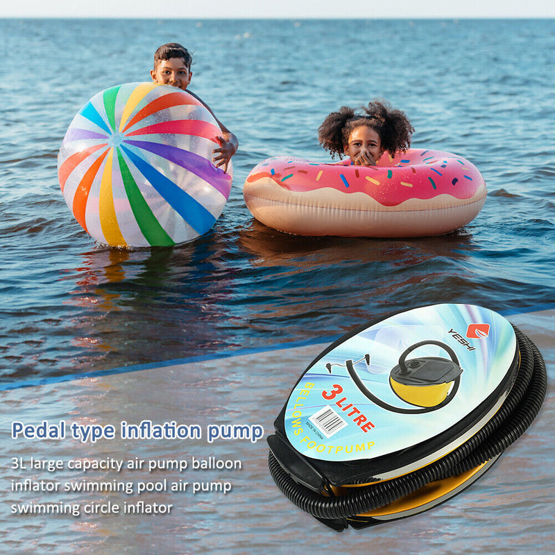 3L Foot Pump for Inflatable Balloons Padding Pools Airbed Mattress Inflator