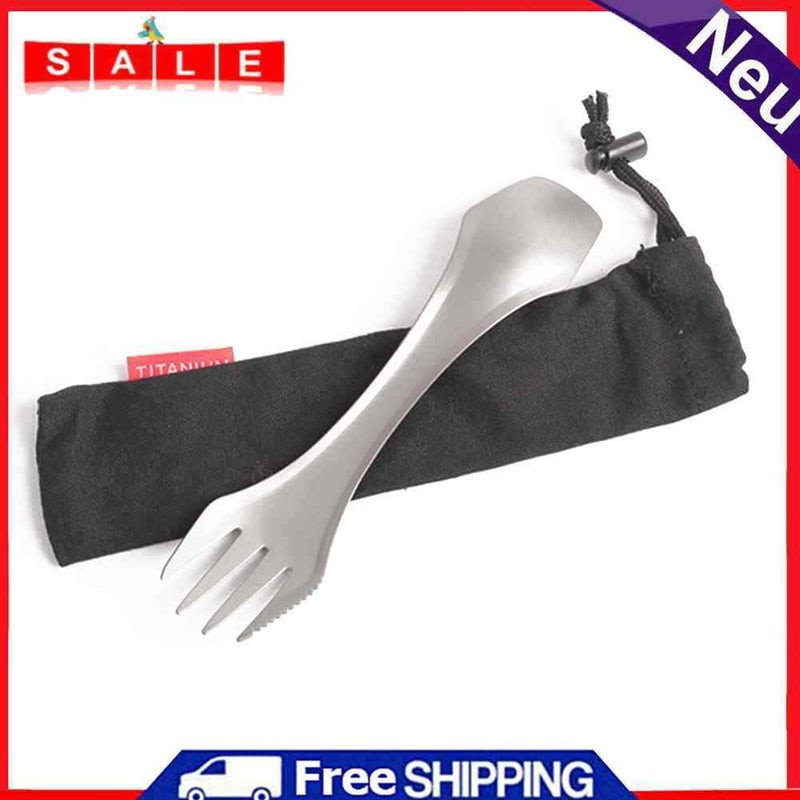 SUNDICK 3 in 1 Outdoor Camp Picnic Spoon Fork Titanium Kitchen Tableware Cutlery