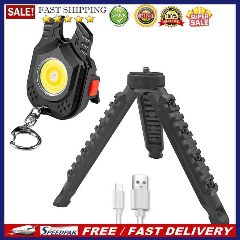 Mini LED Flashlight Work Light Portable Outdoor Strong USB Charge Keychains Lamp