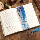 Leather Diamond Painting Special Shaped Tassel Blue Peafowl DIY Bookmark Craft