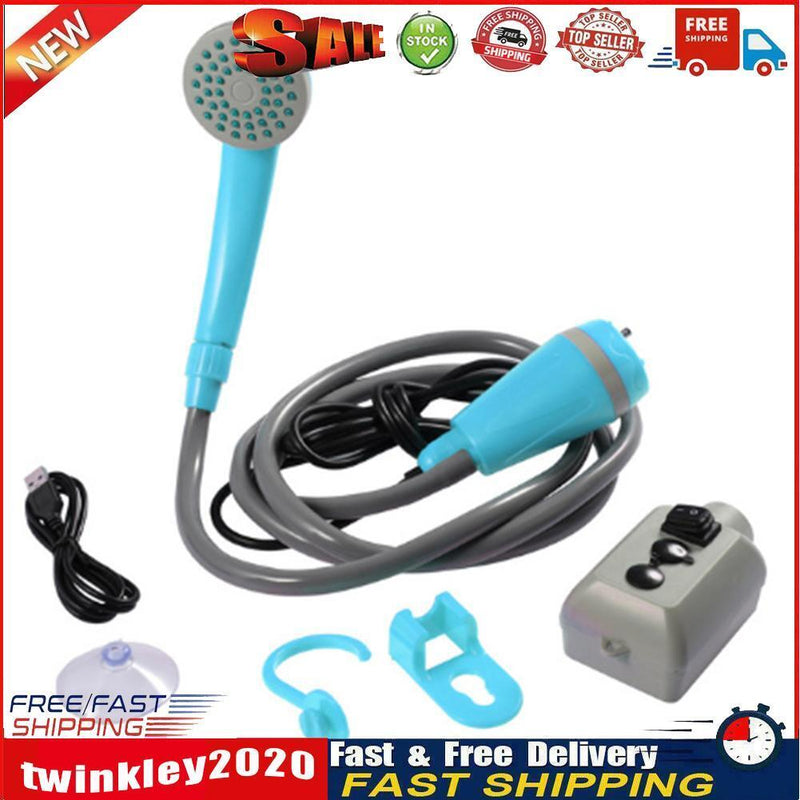 Portable Car Washer Shower Pump Set Outdoor Camping Hiking Bathing (Blue) Newly