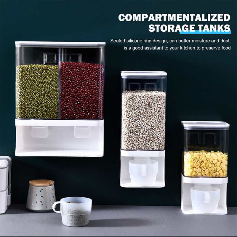 Dry Food Dispenser Wall Mounted - Grains Storage Space Saving (1000ml) Newly