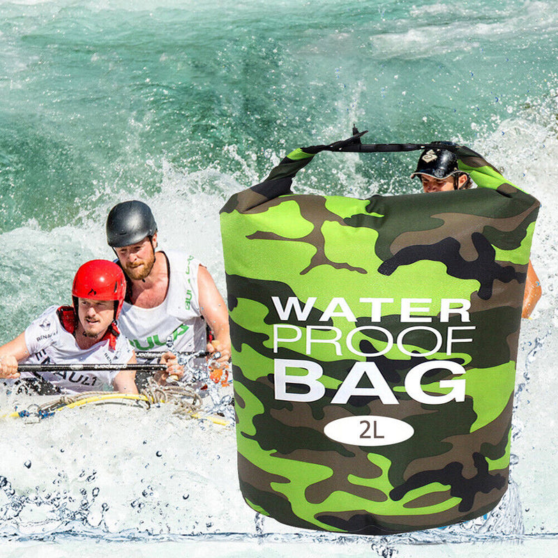 Waterproof Swimming Bag Camouflage Outdoor Camping Dry Sack (2L Green) Newly