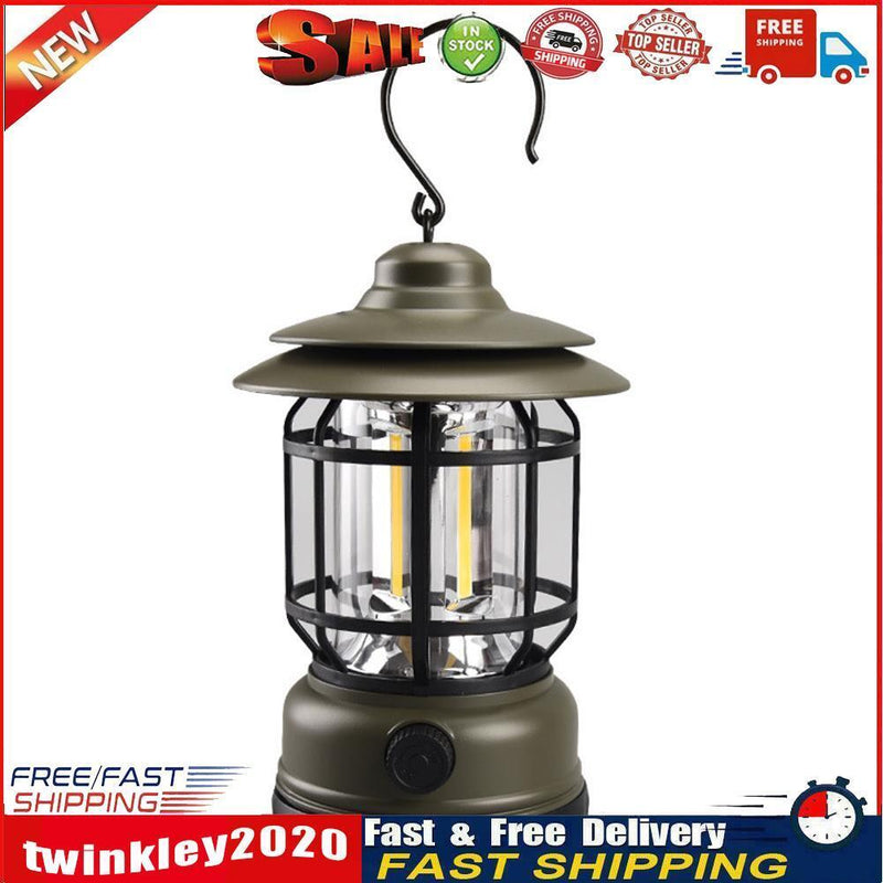 Outdoor Camping Light Retro USB Hanging Atmosphere Home Table Lamp (Green) Newly