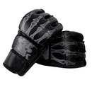 2pcs Boxing Gloves Muay Thai Training Half Finger Gloves (Ghost Hand Black)